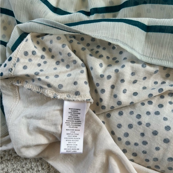 LOFT Cream Polka Dot Striped Blouse - Picture 3 of 9